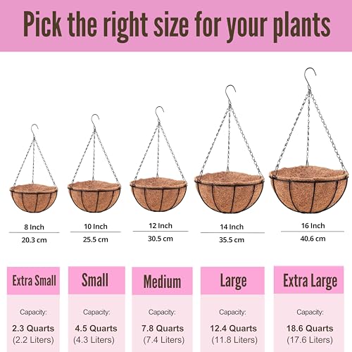 3 Pack 10 Inch Hanging Planter with Coco Liner Metal Wire Basket Q527636