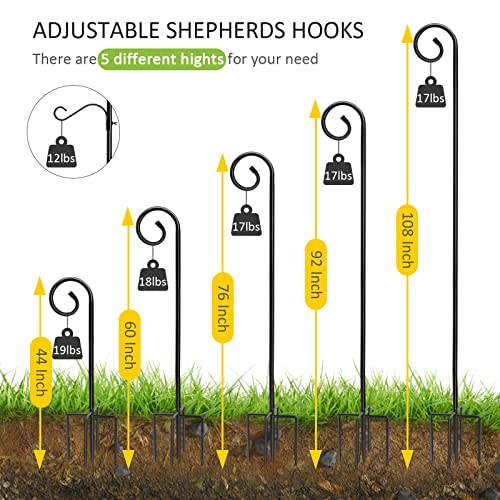 76 Inch 2 Pack Shepherds Hooks with 4 Hooks and Base A54216