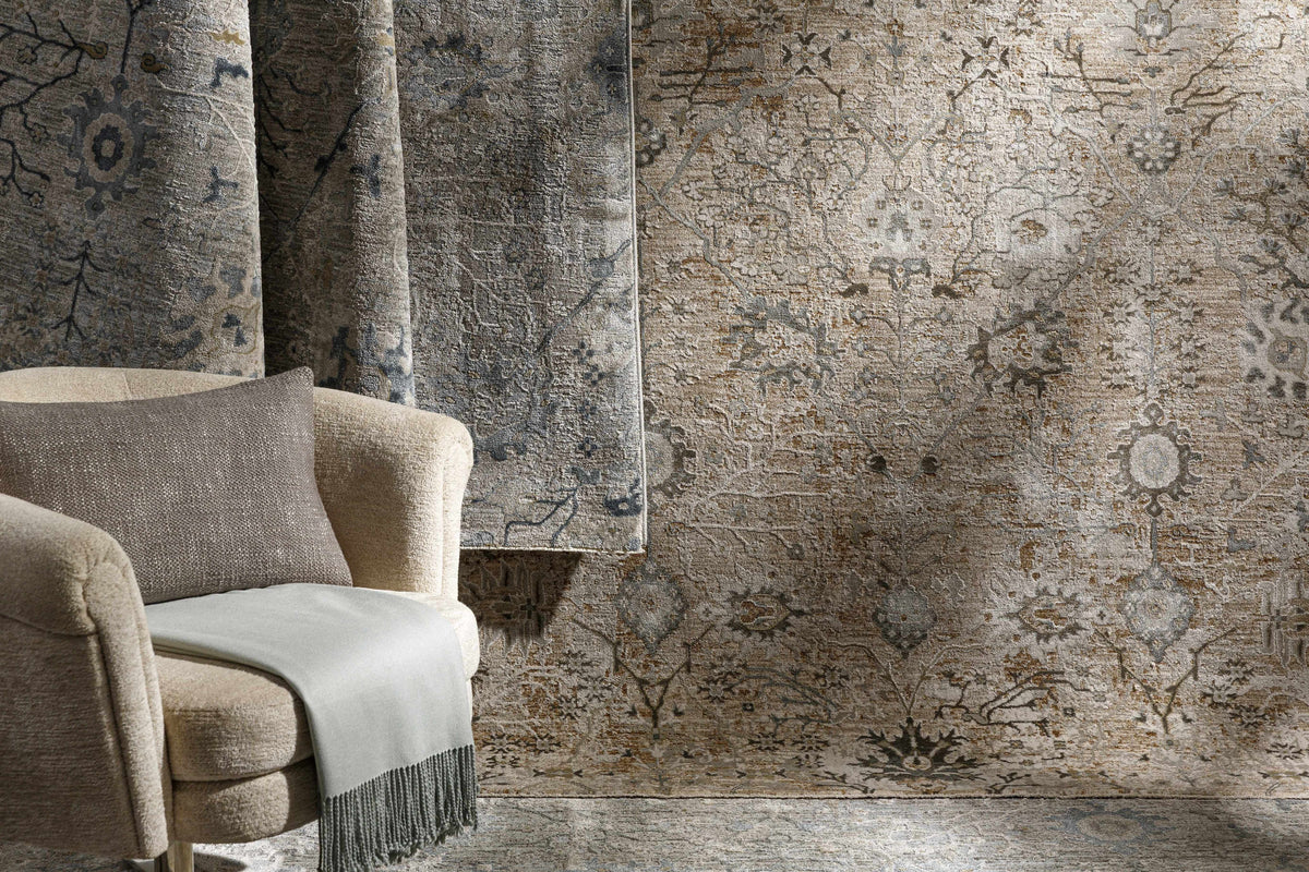 Blue Grey Beige 9' x 12' Area Rug X74835