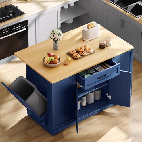 50" Rolling Kitchen Island with Drop Leaf N656