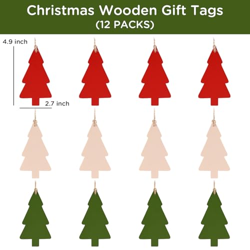 12pcs Wooden Christmas Tree Shape Stocking Hanging Tags R664723