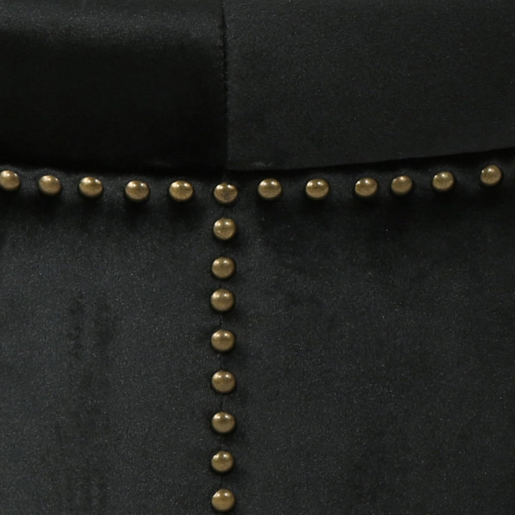 Black Velvet Tufted Ottoman A9354