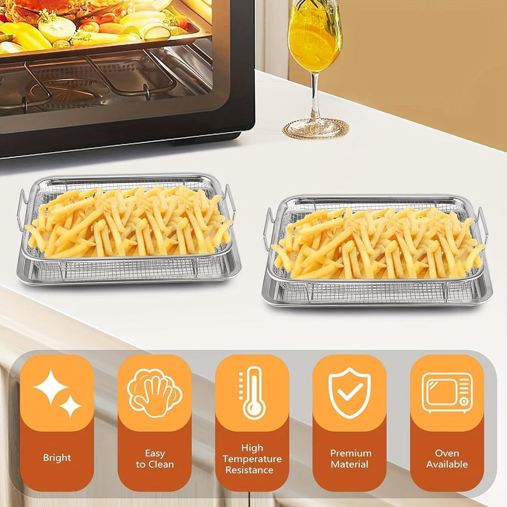 Stainless Steel Air Fryer Basket and Tray Set, 15.4" x 11.5" I764475