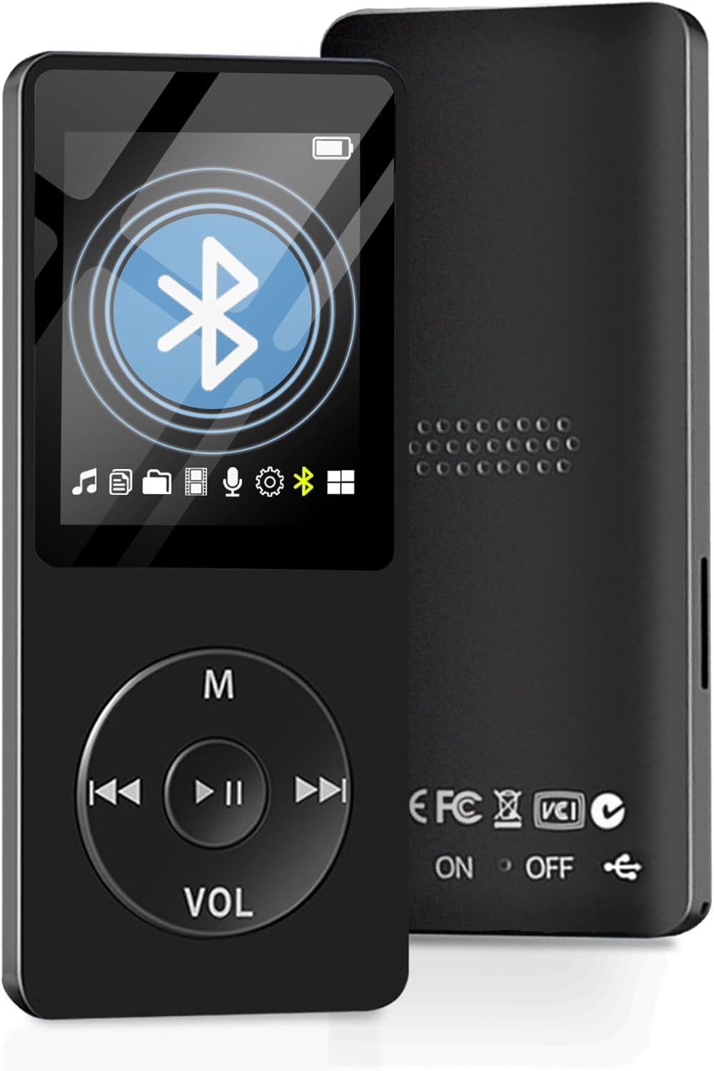32GB Bluetooth MP3 Player with Speaker, FM Radio, Voice Recorder, Alarm Clock, Supports up to 128GB, Including Earphones F222