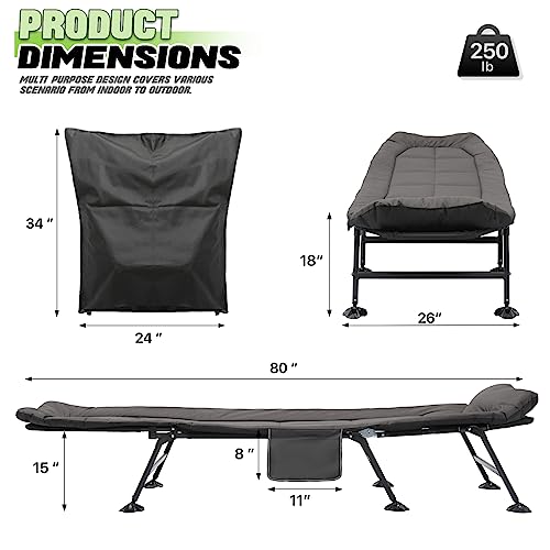 80" Folding Camping Cot with Removable Mattress and Carry Bag X599