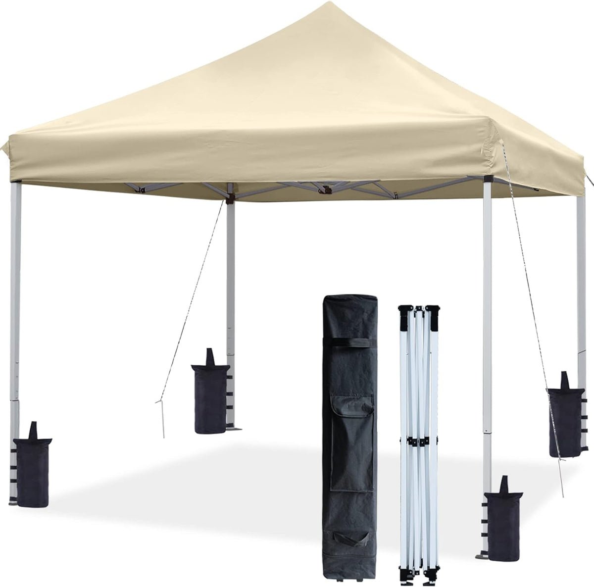 White 10'x15' Pop Up Canopy Tent with Wheeled Carry Bag V7442