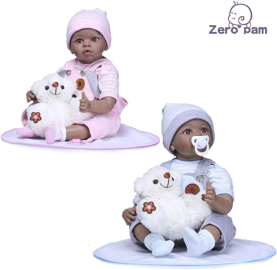 22 African American Reborn Baby Dolls 55cm Dark Skin Lifelike Newborn Dolls Twins J267