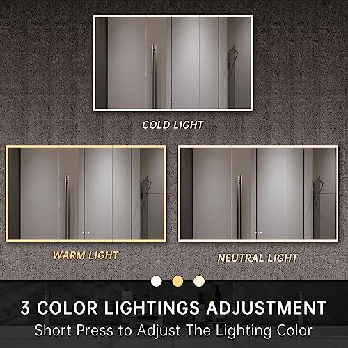 48”W x 30”H Wall Mounted LED Medicine Cabinet Mirror with Double Doors M551