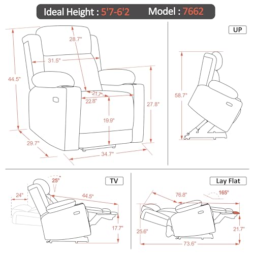 Large Dual Motor Power Lift Recliner Chair with Massage and Heat, Fabric (Grey, Large) R989