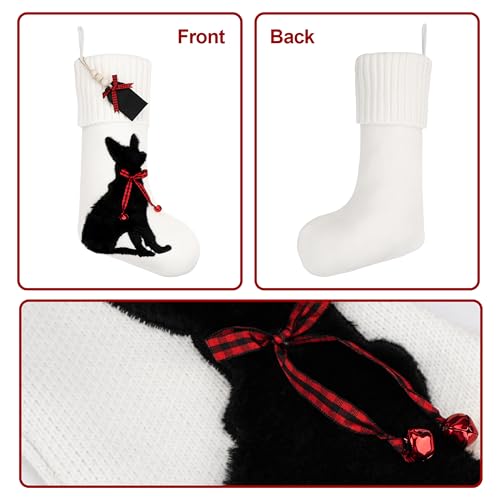 White Knitted Cat Stocking U46096