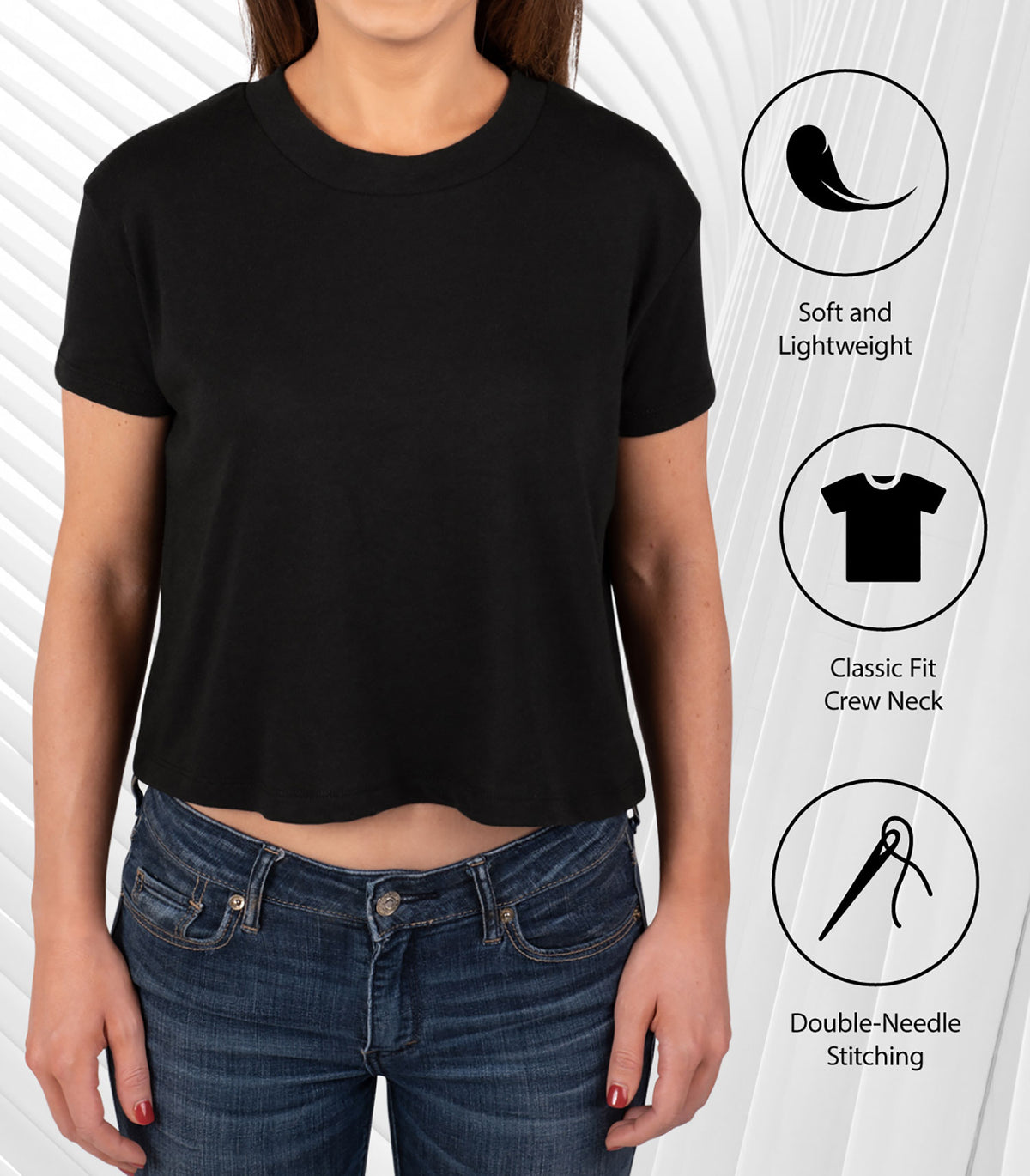 Juniors Cropped Cotton Blend T-Shirt F24814