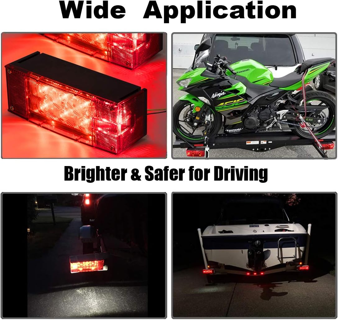 2PCS 12V LED Submersible Rectangular Trailer Lights T67215