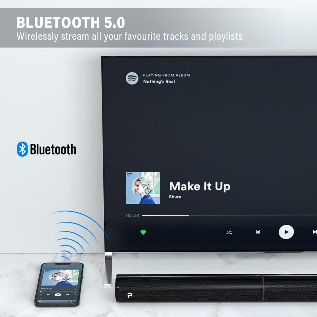 Sound Bars with Subwoofer, HDMI ARC, Bluetooth 5.0, Wall Mountable, Pack of 2 A178107