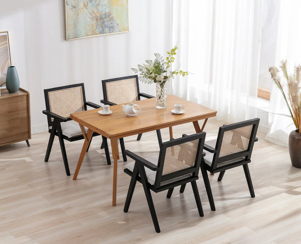 Rattan Dining Chair Set of 2 Upholstered Wood Armchair M574138