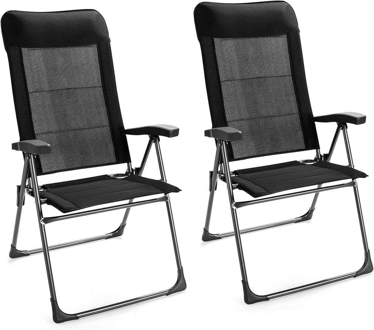 2 Pieces Folding Patio Dining Chairs with Adjustable Backrest O752