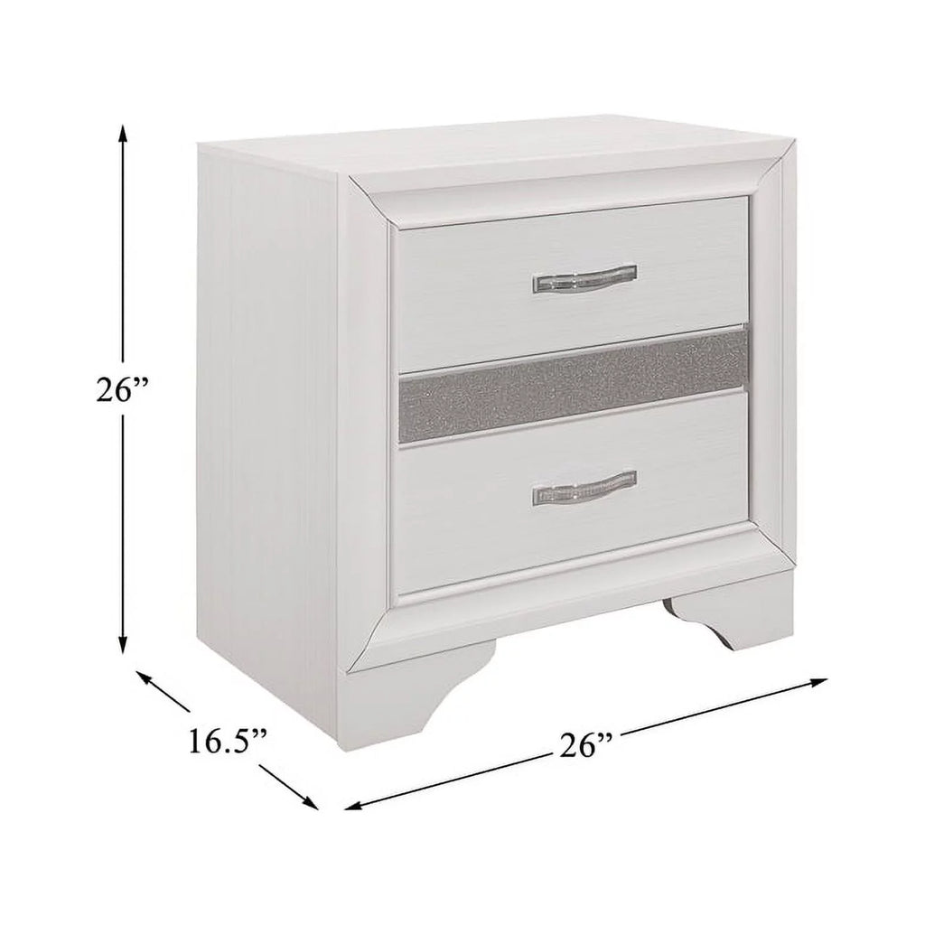 White 3 Drawer Wood Nightstand H5670