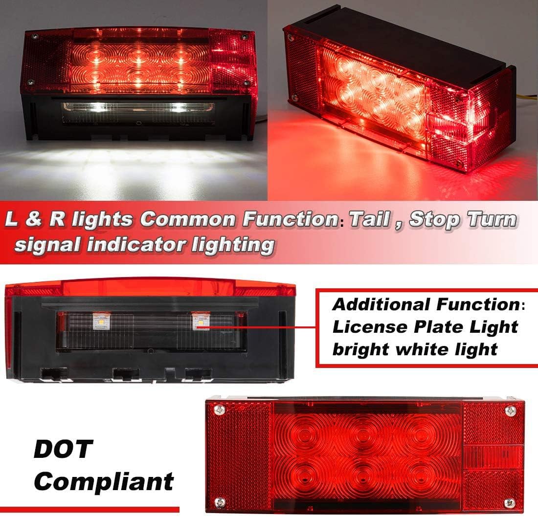 2PCS 12V LED Submersible Rectangular Trailer Lights T67215