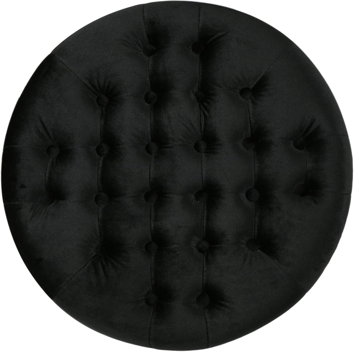 Black Velvet Tufted Ottoman A9354