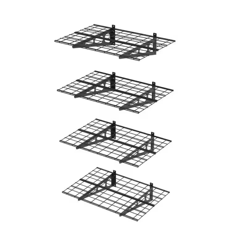 Steel Garage Wall Shelf in Black (4-Pack) L942707