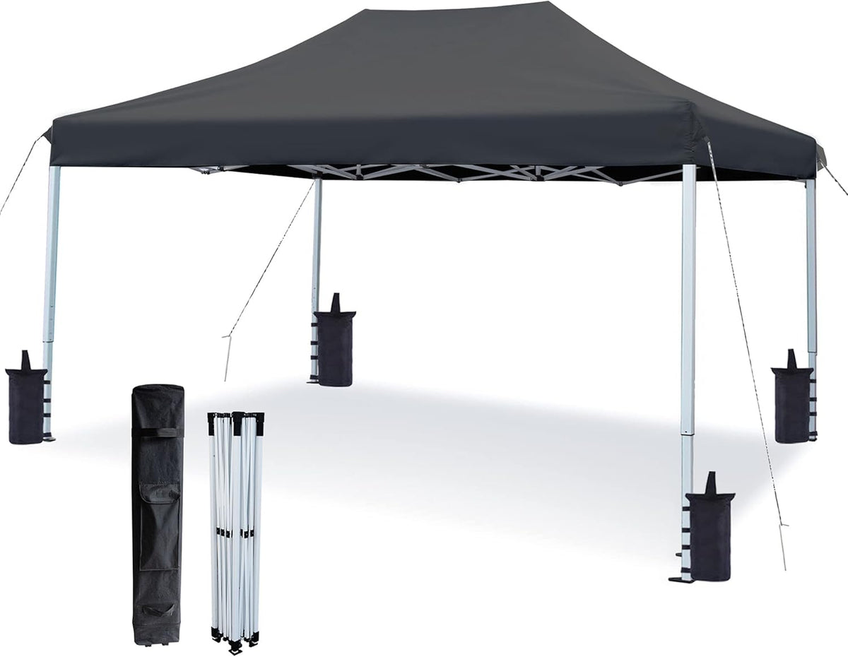 White 10'x15' Pop Up Canopy Tent with Wheeled Carry Bag V7442