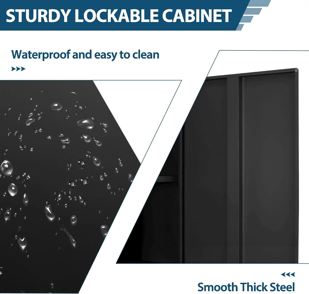 42 In Black Metal Storage Cabinet with Locking Doors and 2 Adjustable Shelves C3999