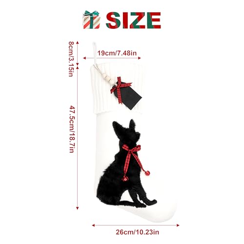 White Knitted Cat Stocking U46096