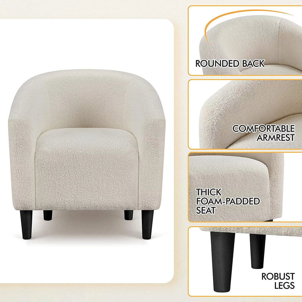 Ivory Faux Fur Barrel Chair H603140
