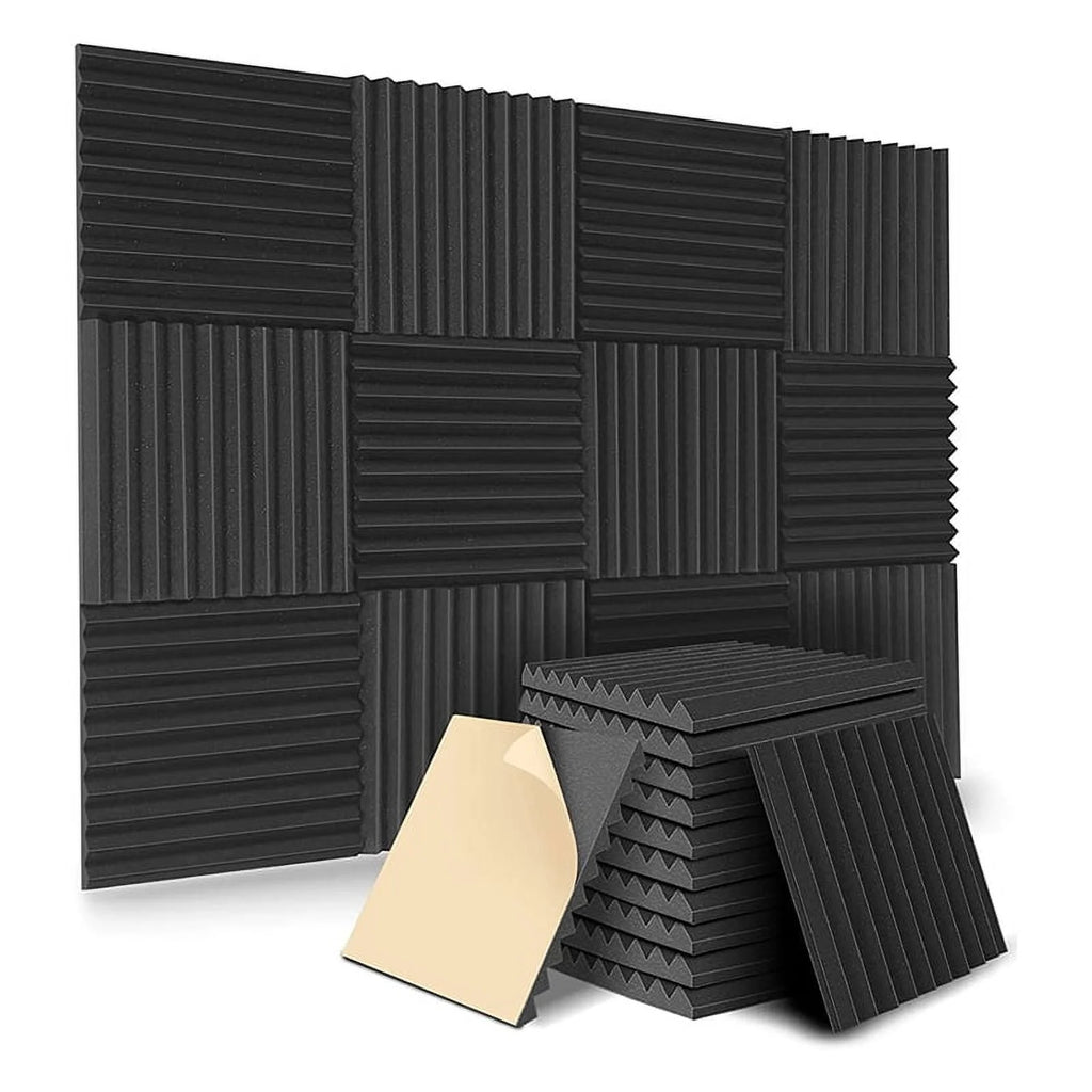 12 Pack Self-Adhesive Acoustic Panels Black V70102