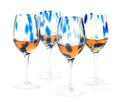 Blue Rose Polish Pottery Cobalt and Green Confetti Wine Glass Set W9482