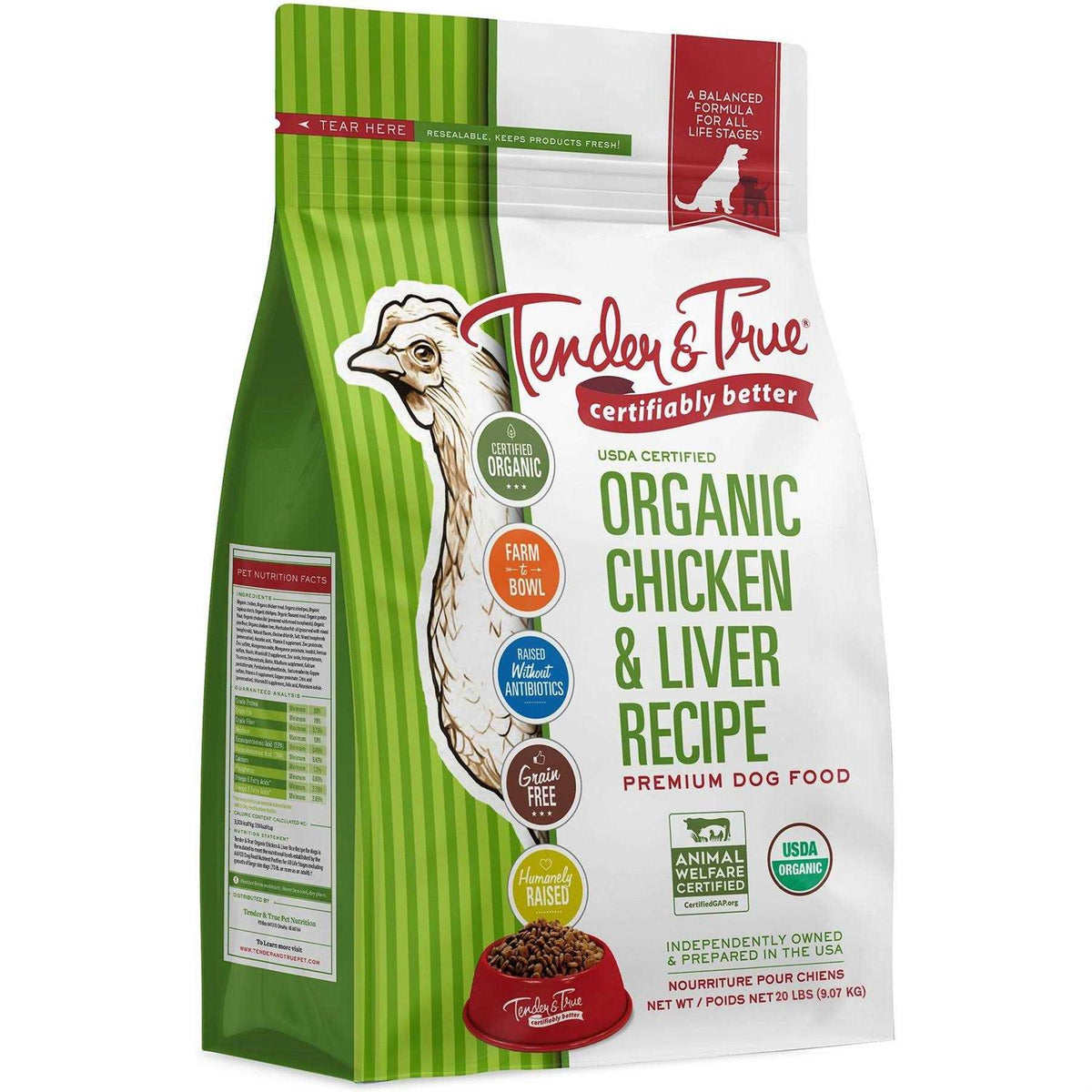 Organic Chicken & Liver Recipe Dry Dog Food K77142