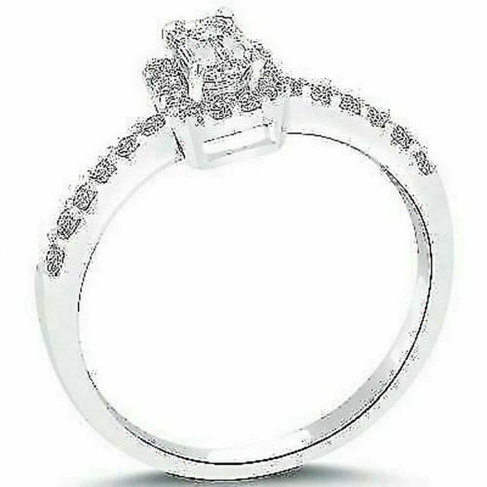 14k White Gold Pave Halo Diamond Engagement Ring F973261