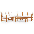 6 Piece Patio Lounge Set with Cushions Acacia Wood Outdoor Sectional Set R73497