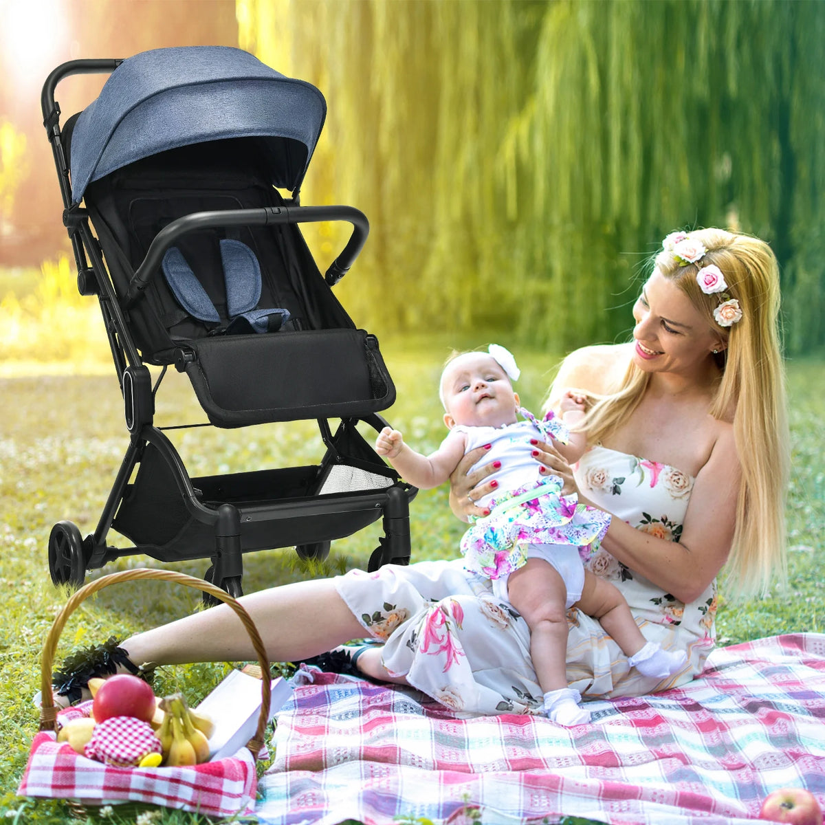 Lightweight Foldable Grey Baby Stroller L5182