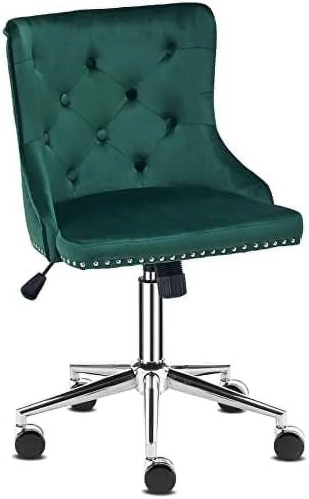 Olive Green Velvet Upholstered Adjustable Rolling Swivel Office Chair W673546