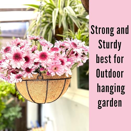 3 Pack 10 Inch Hanging Planter with Coco Liner Metal Wire Basket Q527636