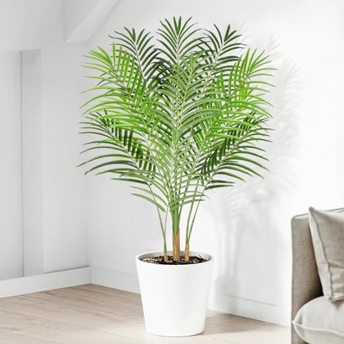 5ft Artificial Palm Tree in Pot with Real Bark Design Faux Areca Palm Tree I538306