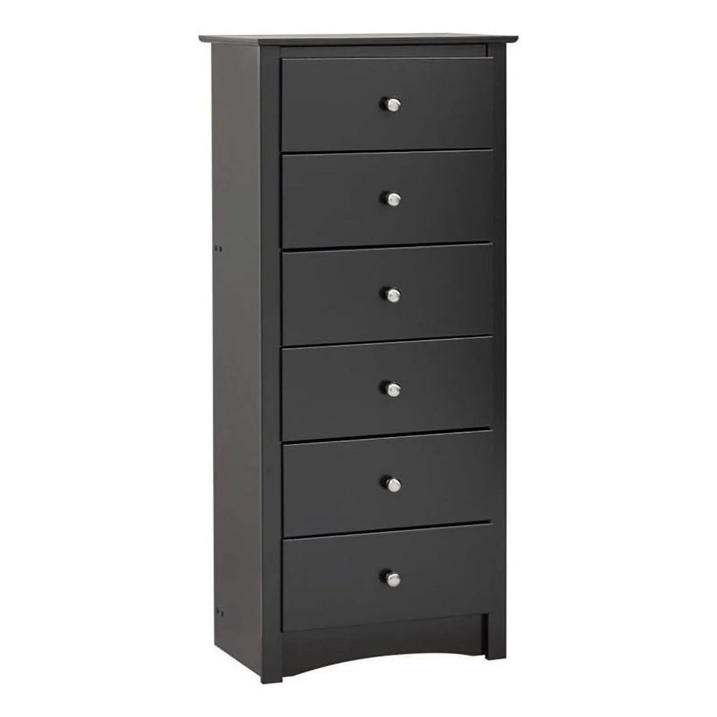 Black 6 Drawers Composite Wood Bedroom Chest T49028