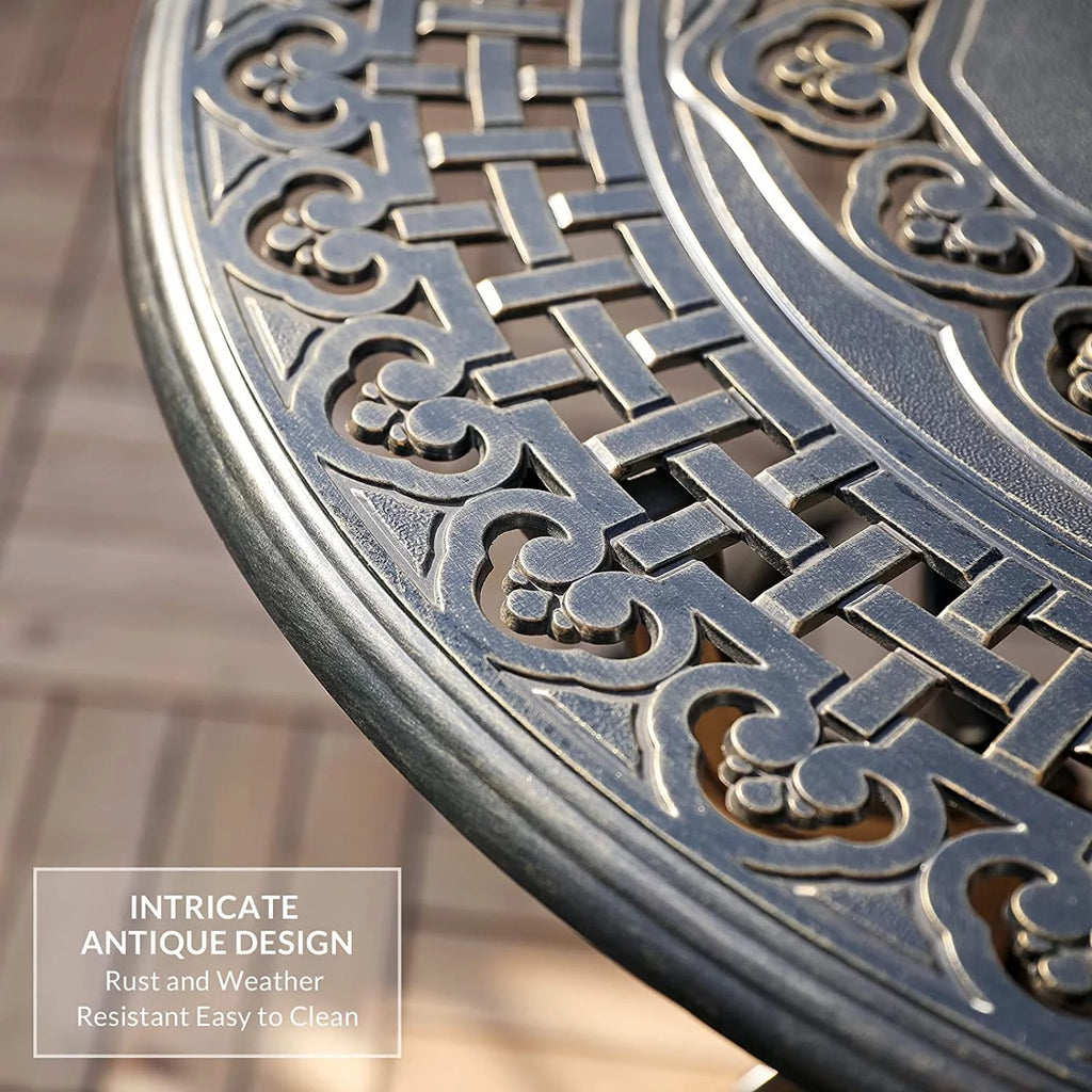 5-Piece Cast Aluminum Outdoor Patio Dining Set with 4 Swivel Chairs and Round Table P509169