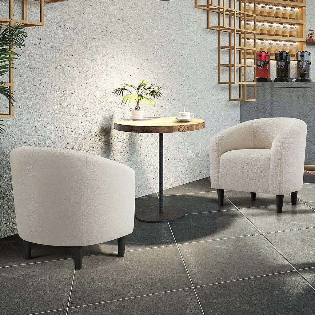 Ivory Faux Fur Barrel Chair H603140