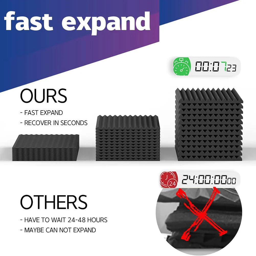 12 Pack Self-Adhesive Acoustic Panels Black V70102