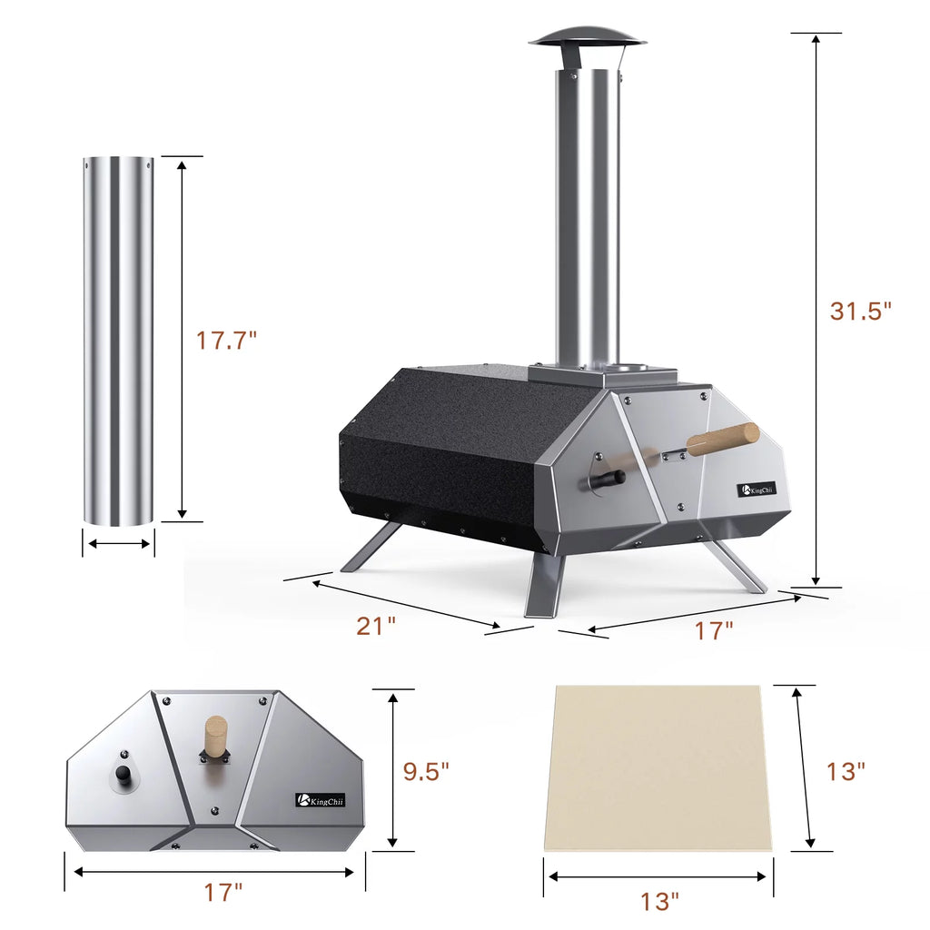 13 Wood Pellet Stainless Steel Pizza Oven with Foldable Legs R6734