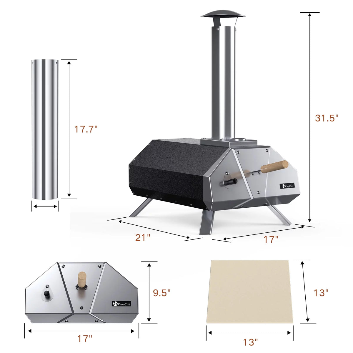 13 Wood Pellet Stainless Steel Pizza Oven with Foldable Legs R6734
