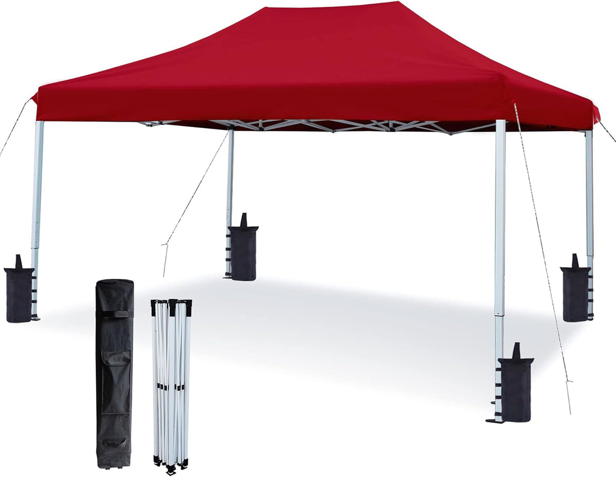 White 10'x15' Pop Up Canopy Tent with Wheeled Carry Bag V7442