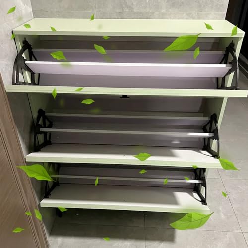 Gray Slim Shoe Cabinet with 3 Flip Drawers N270