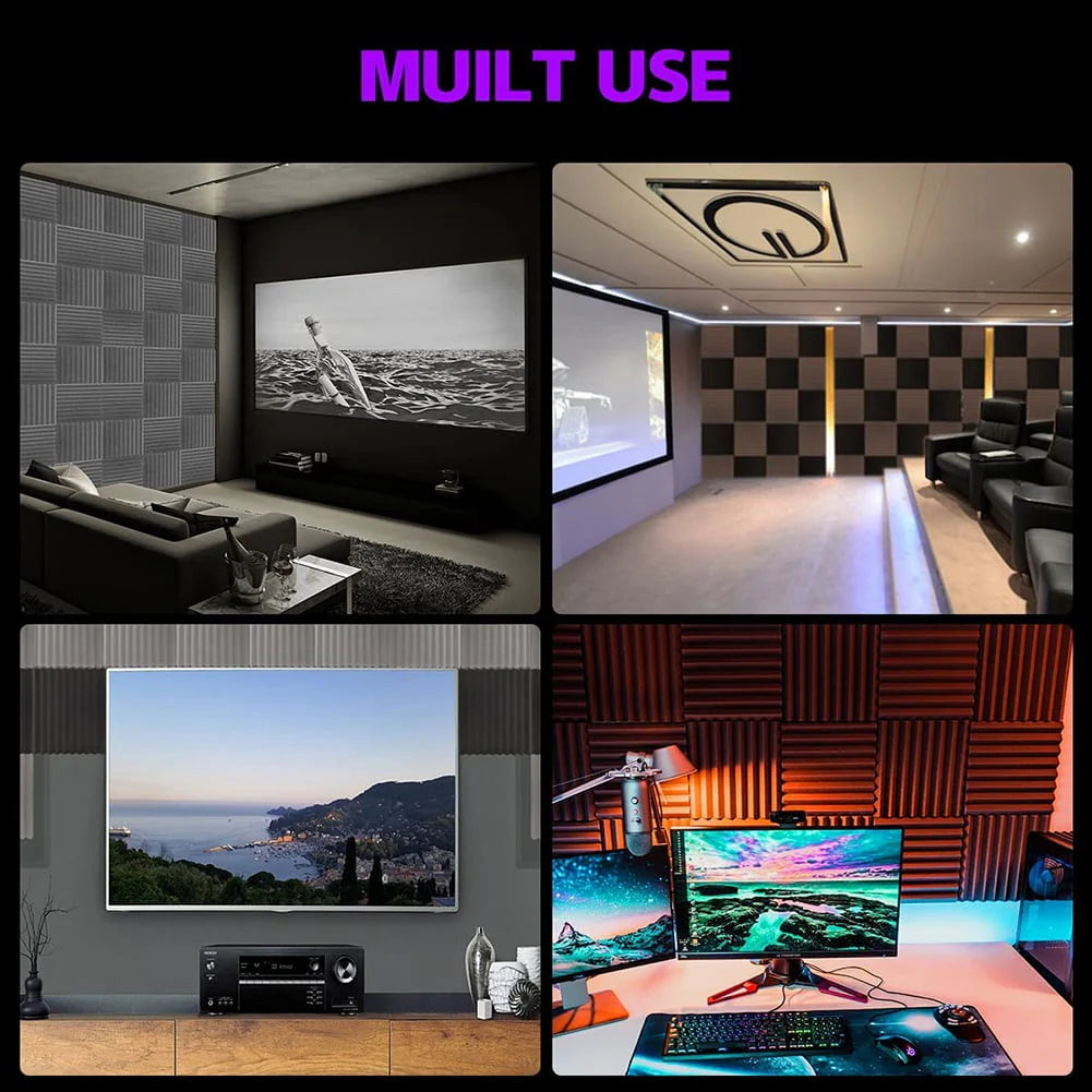 12 Pack Self-Adhesive Acoustic Panels Black V70102