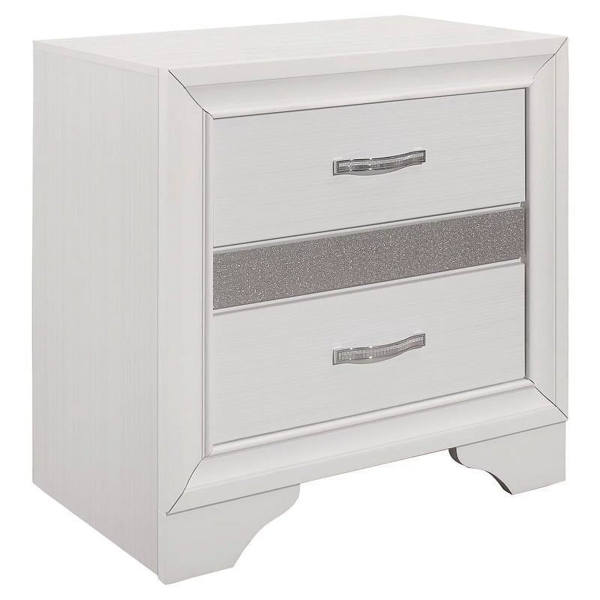 White 3 Drawer Wood Nightstand H5670