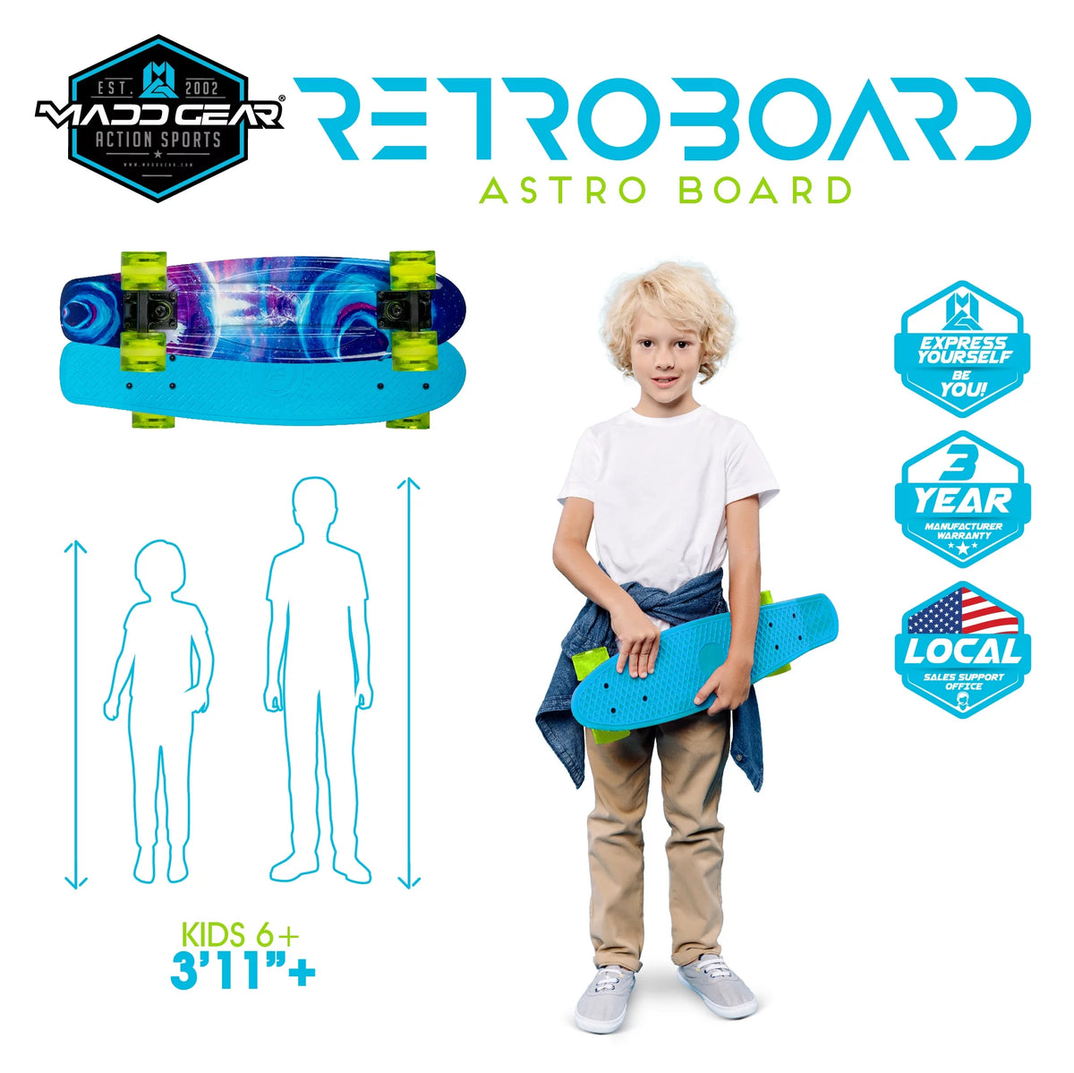 22" Retro Mini Cruiser Skateboard with 62 mm Wheels N354031