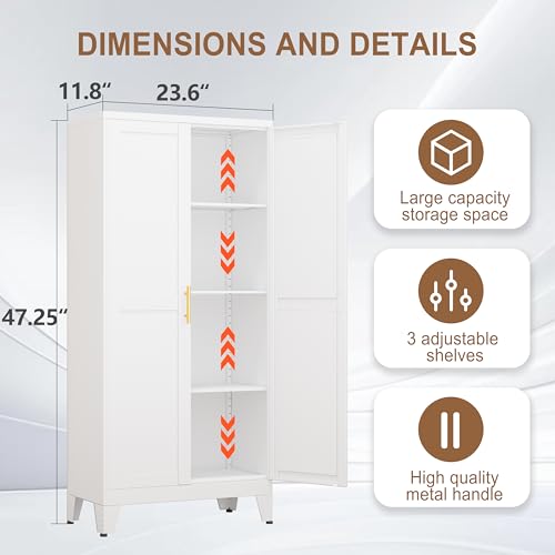 Black Metal Storage Cabinet with 3 Adjustable Shelves E362821