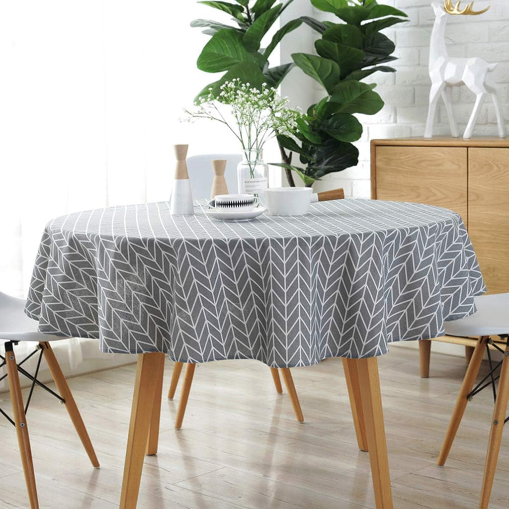 Round 60 Inch Cotton Linen Tablecloth V32712