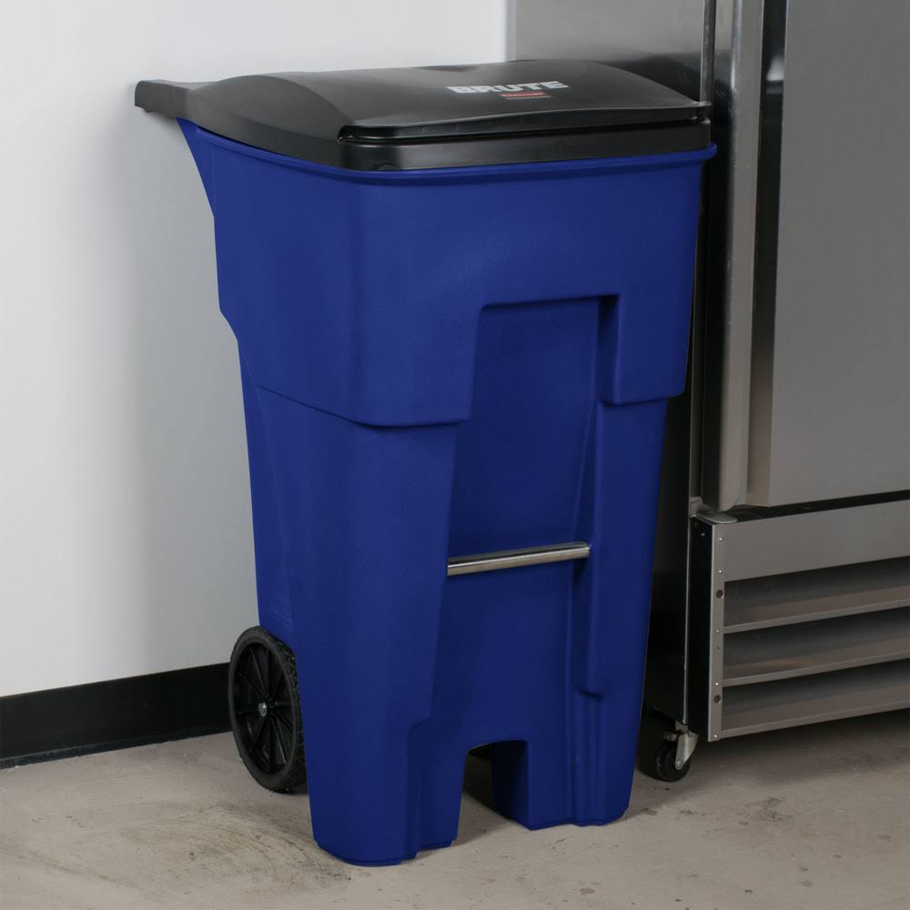65 gal Blue Rectangular Trash Can M690